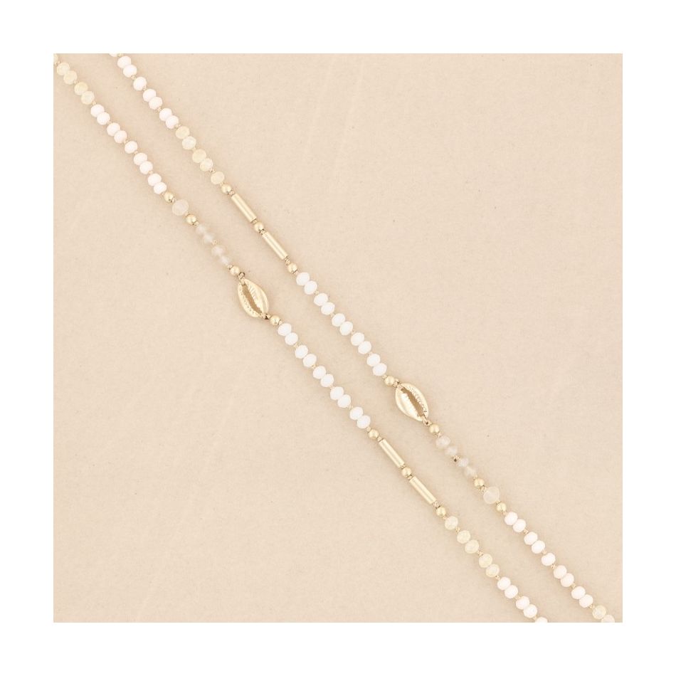 COLLAR LARGO CUENTAS CRISTALES CONCHAS