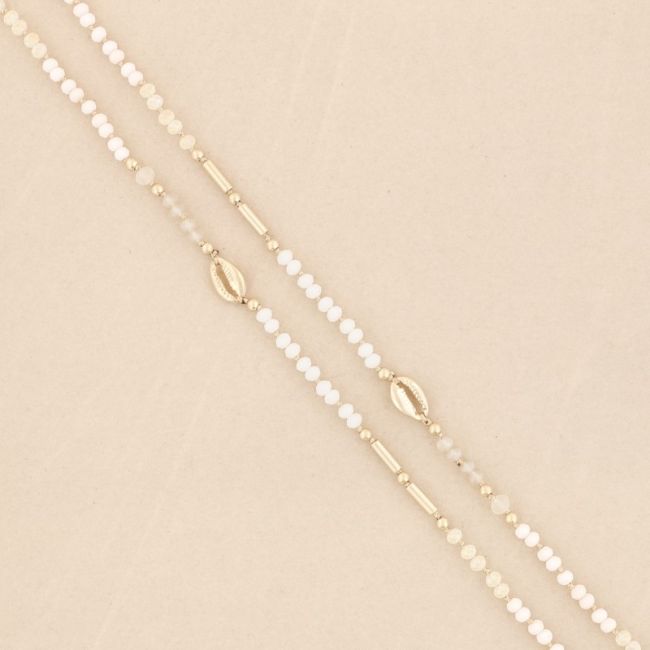 LONG NECKLACE CRYSTAL BEADS SHELLS