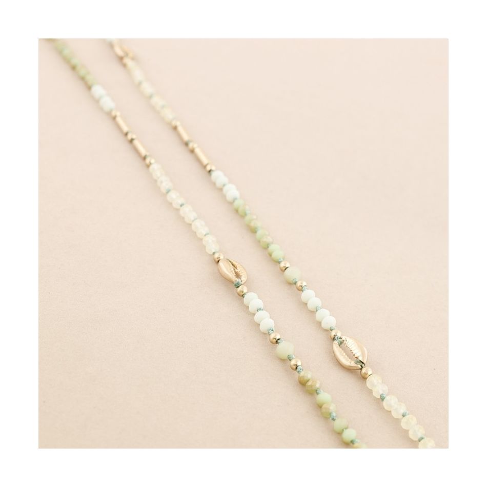 LONG NECKLACE CRYSTAL BEADS SHELLS
