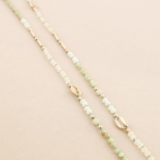 COLLAR LARGO CUENTAS CRISTALES CONCHAS
