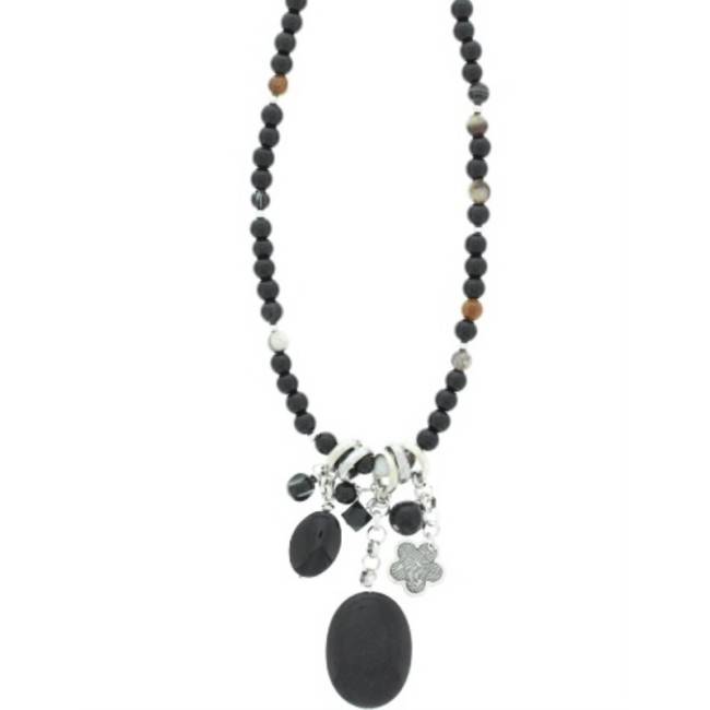 COLLAR LARGO CUENTAS METAL PIEDRAS