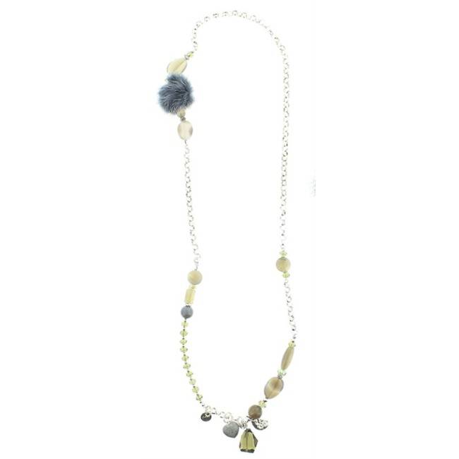 COLLAR LARGO PIEDRAS POMPÓM