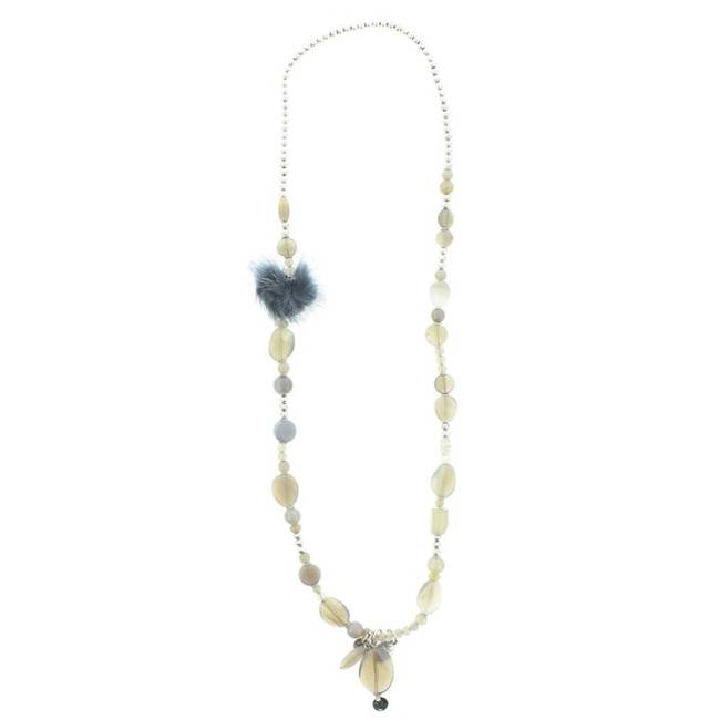 COLLAR LARGO CUENTAS METAL PIEDRAS