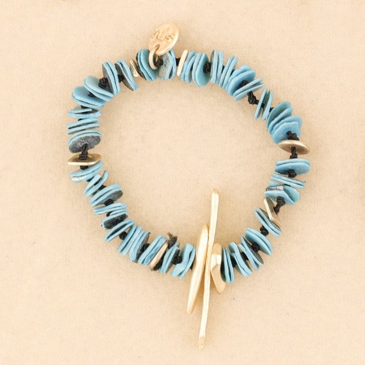 METAL NACRE BEADS ELASTIC BRACELET