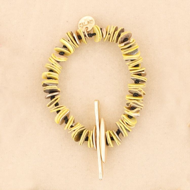 PULSERA ELÁSTICA CUENTAS  NÁCAR METAL 2