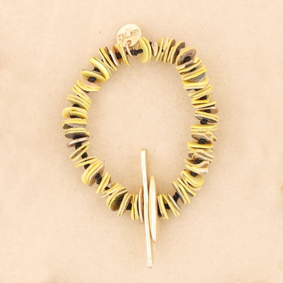 METAL NACRE BEADS ELASTIC BRACELET