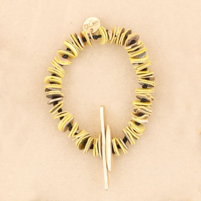 METAL NACRE BEADS ELASTIC BRACELET