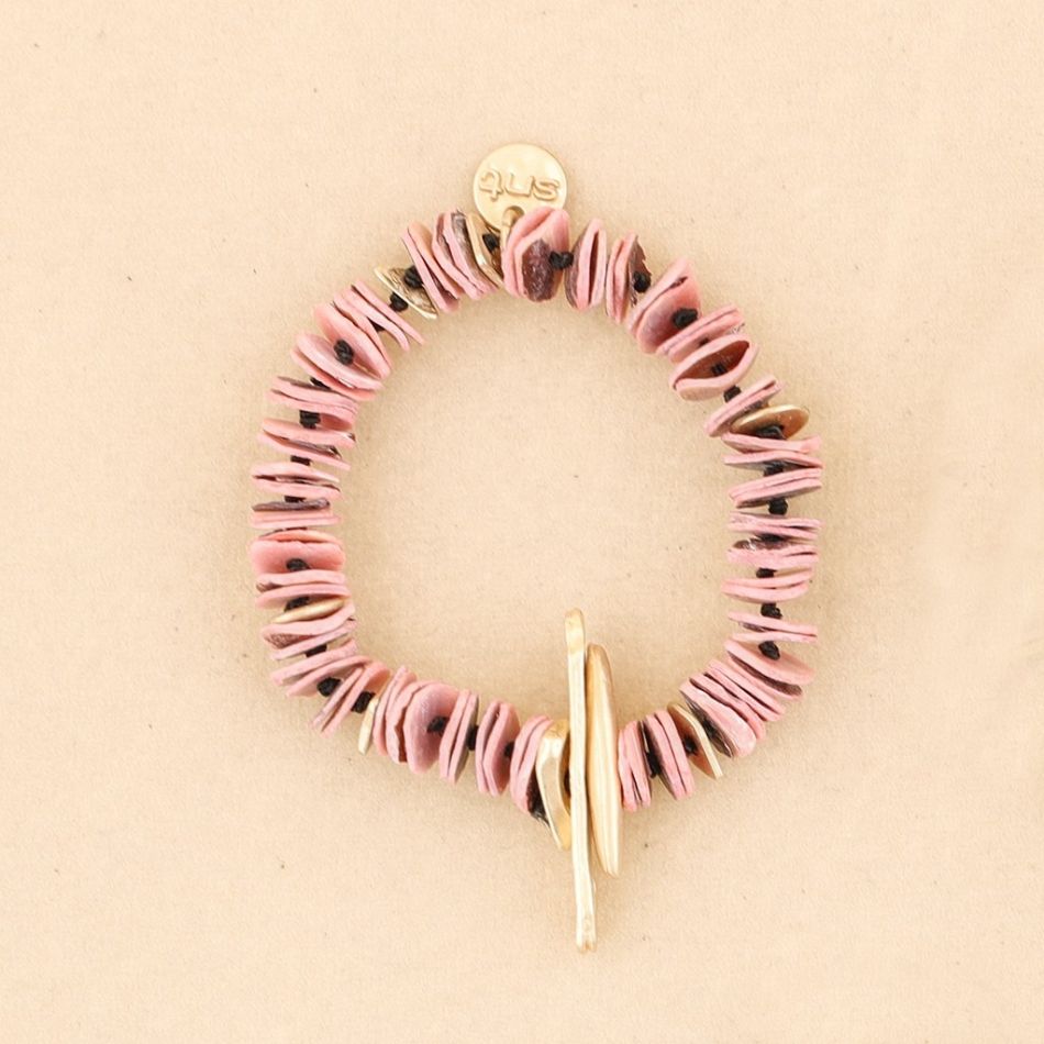 METAL NACRE BEADS ELASTIC BRACELET