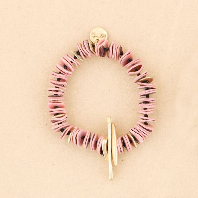 METAL NACRE BEADS ELASTIC BRACELET