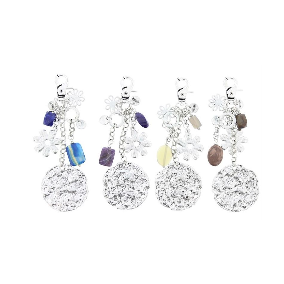 METAL STONE BEADS KEYCHAIN