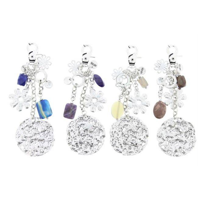 METAL STONE BEADS KEYCHAIN