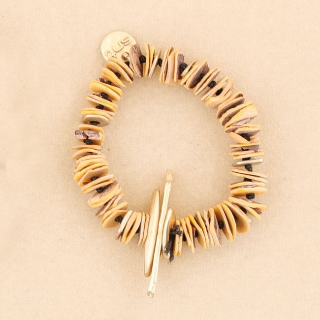 METAL NACRE BEADS ELASTIC BRACELET