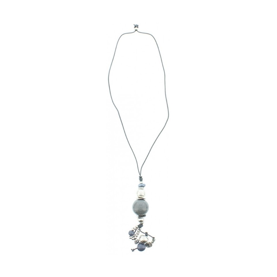 LONG NECKLACE WITH METAL AND CERAMIC BEADS