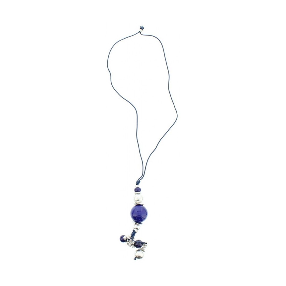 LONG NECKLACE WITH METAL AND CERAMIC BEADS