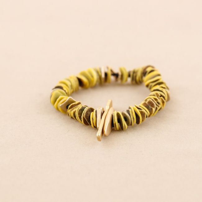 PULSERA ELÁSTICA CUENTAS  NÁCAR METAL