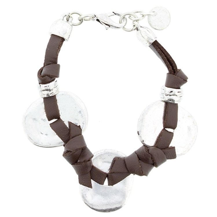 LEATHER BRACELET WITH METAL BEADS