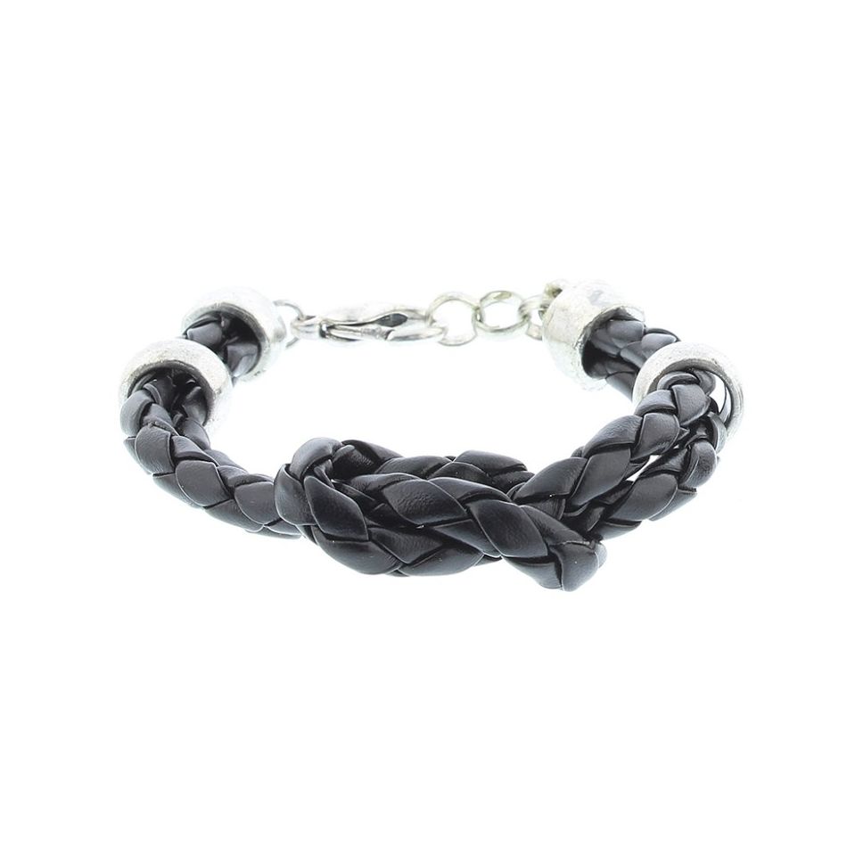BRAIDED LEATHER BRACELET WITH BEADS