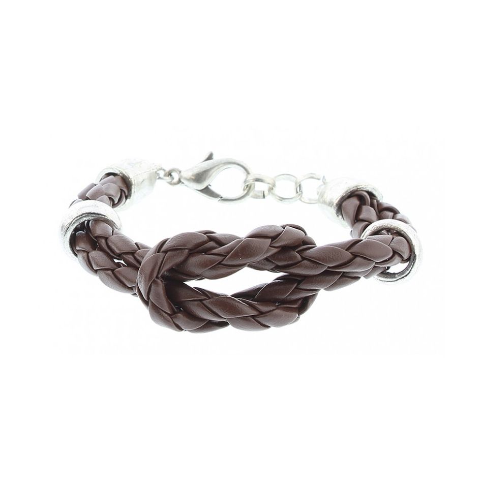BRAIDED LEATHER BRACELET WITH BEADS