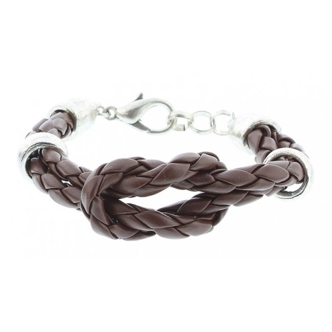 BRAIDED LEATHER BRACELET WITH BEADS