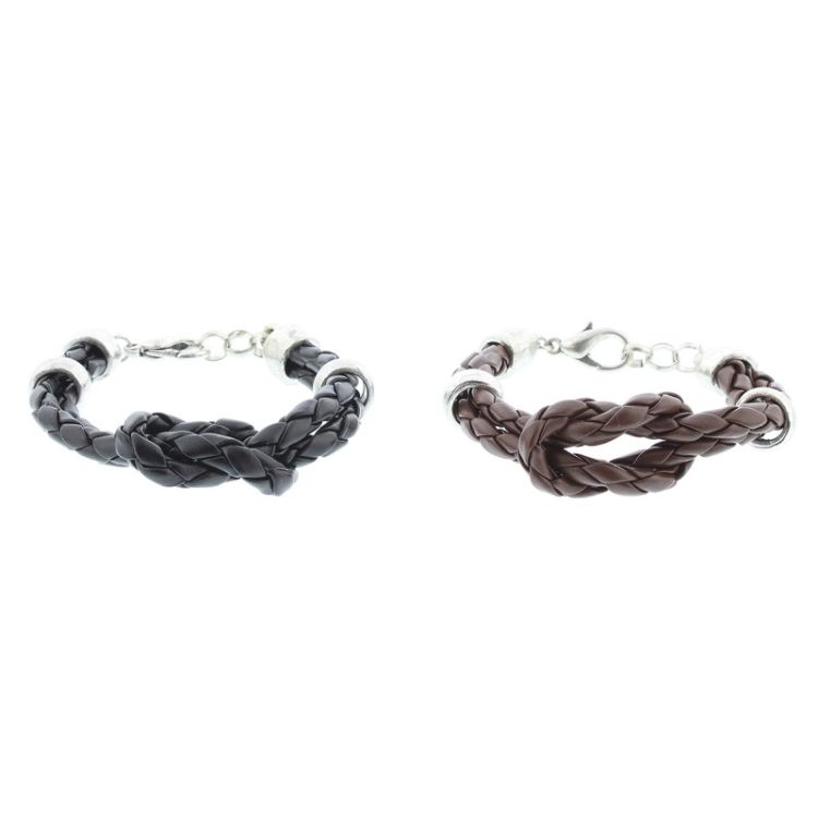 BRAIDED LEATHER BRACELET WITH BEADS 2