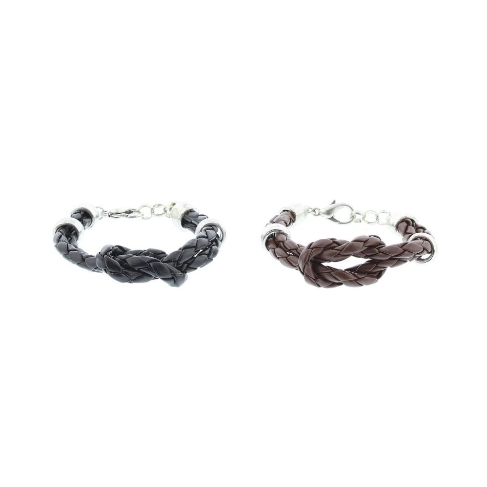 BRAIDED LEATHER BRACELET WITH BEADS