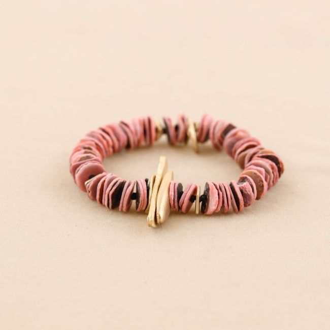 METAL NACRE BEADS ELASTIC BRACELET