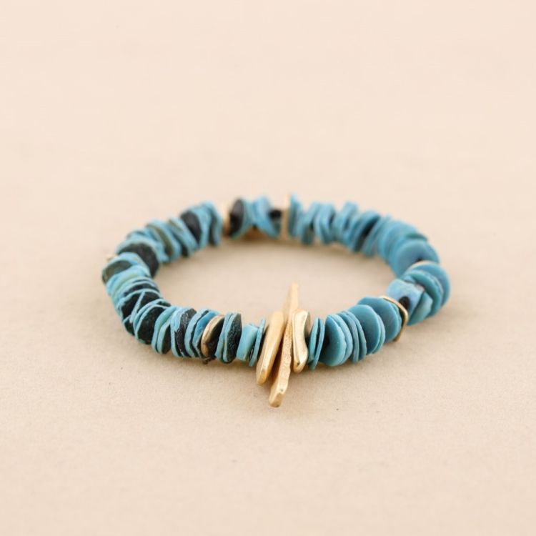 METAL NACRE BEADS ELASTIC BRACELET 2