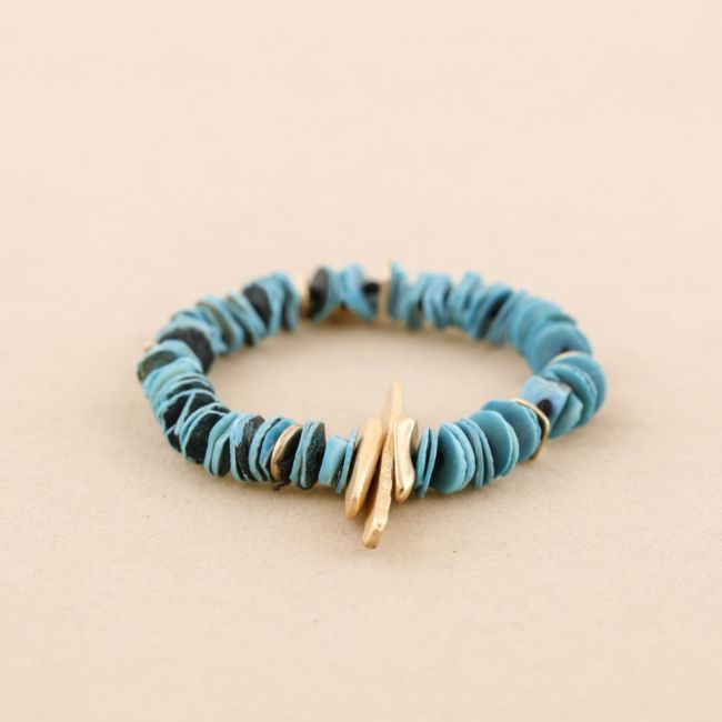 METAL NACRE BEADS ELASTIC BRACELET