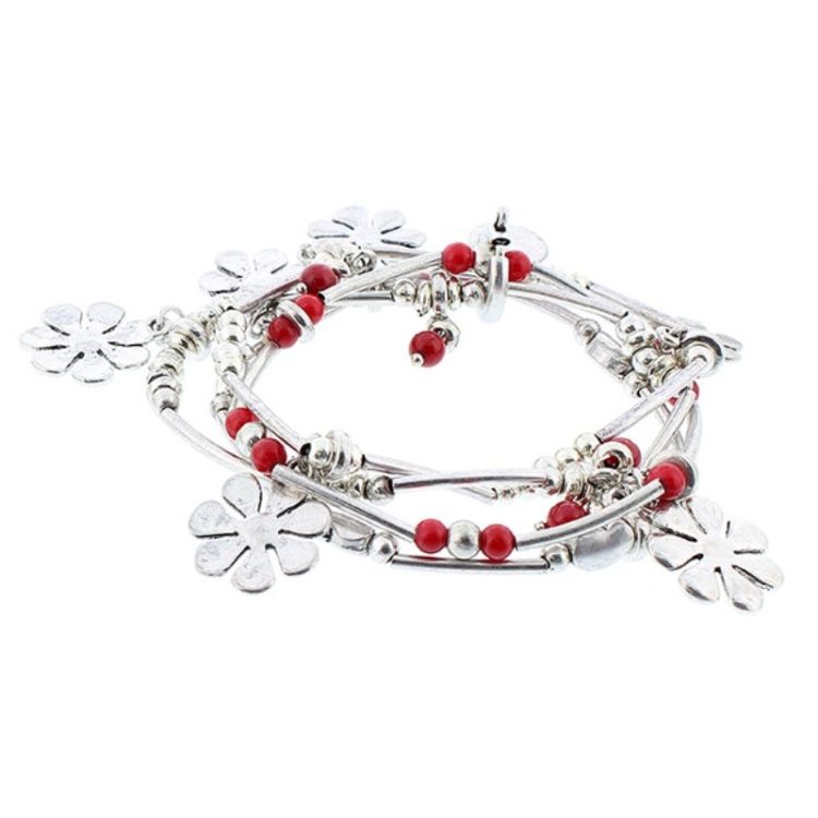 PULSERA 4 TIRAS CUENTAS METAL PIEDRAS 2