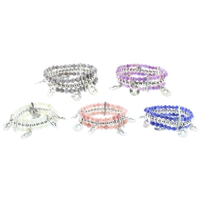 PULSERA CUENTAS METAL  NÁCAR