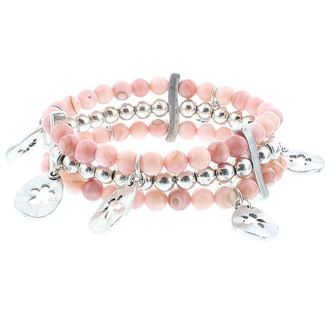 PULSERA CUENTAS METAL  NÁCAR
