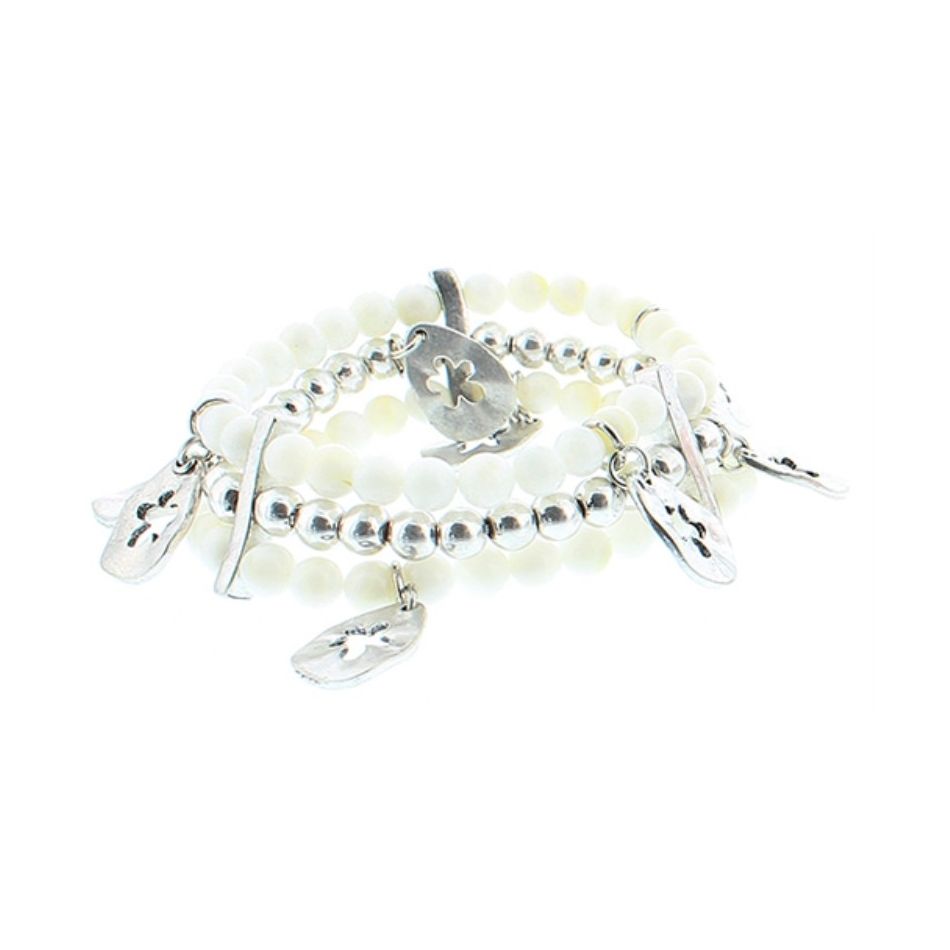 PULSERA CUENTAS METAL  NÁCAR