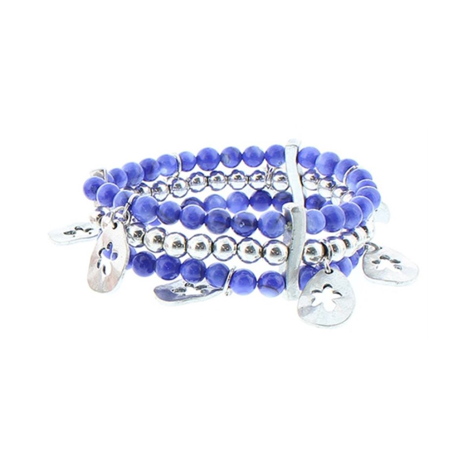 PULSERA CUENTAS METAL  NÁCAR
