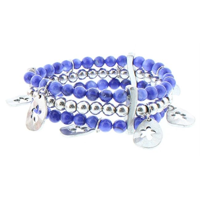 PULSERA CUENTAS METAL  NÁCAR