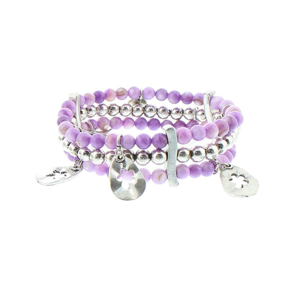 PULSERA CUENTAS METAL  NÁCAR