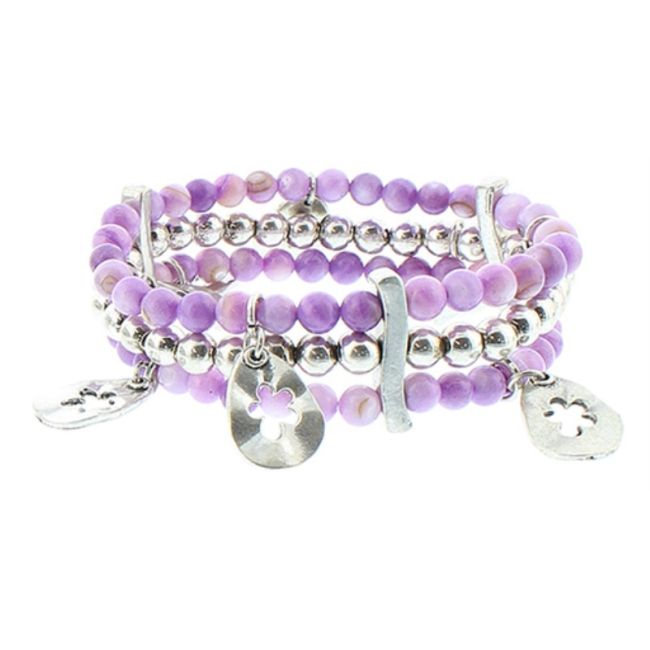 PULSERA CUENTAS METAL  NÁCAR