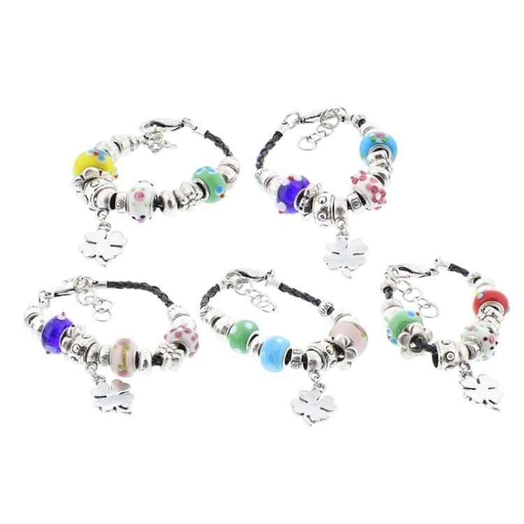 LEATHER BRACELET WITH METAL AND CRYSTAL BEADS 2