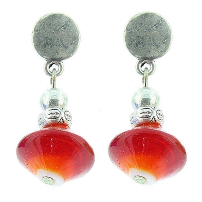 METAL GLASS BEADS EARRINGS