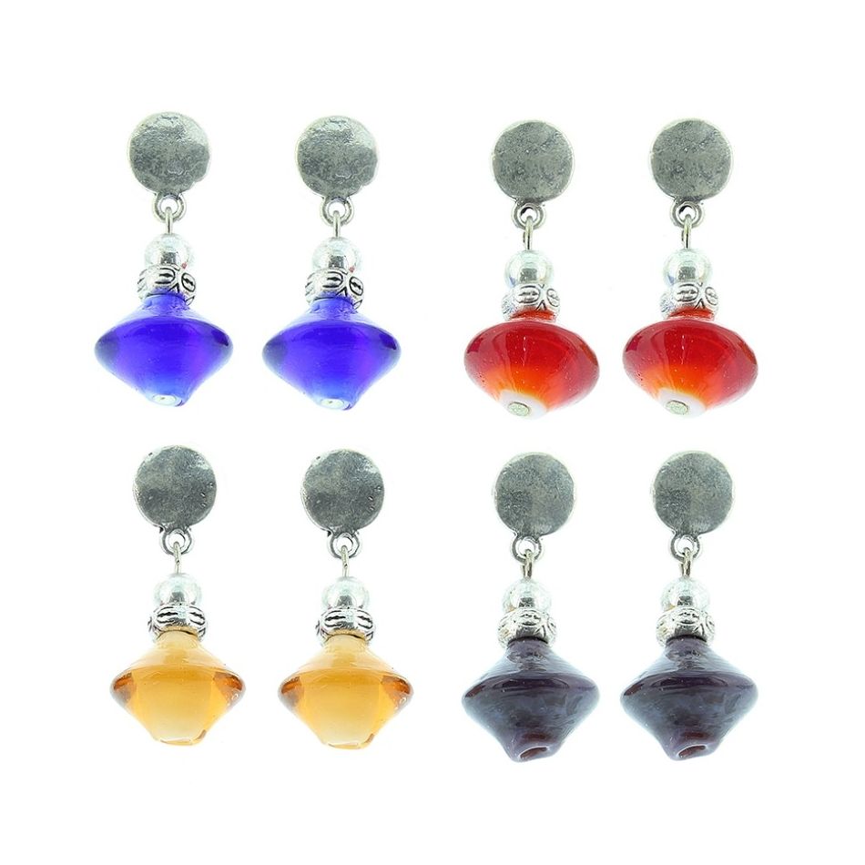 PENDIENTES CUENTAS METAL CRISTAL