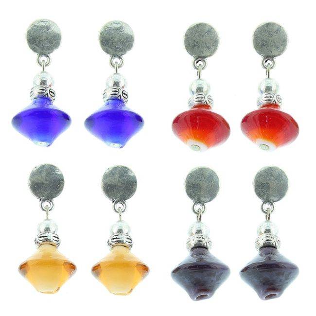 PENDIENTES CUENTAS METAL CRISTAL