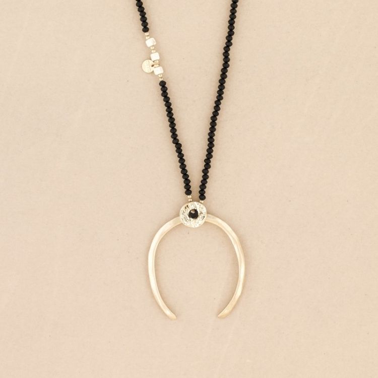 COLLAR LARGO CRISTALES COLGANTE MEDIA LUNA METAL 2
