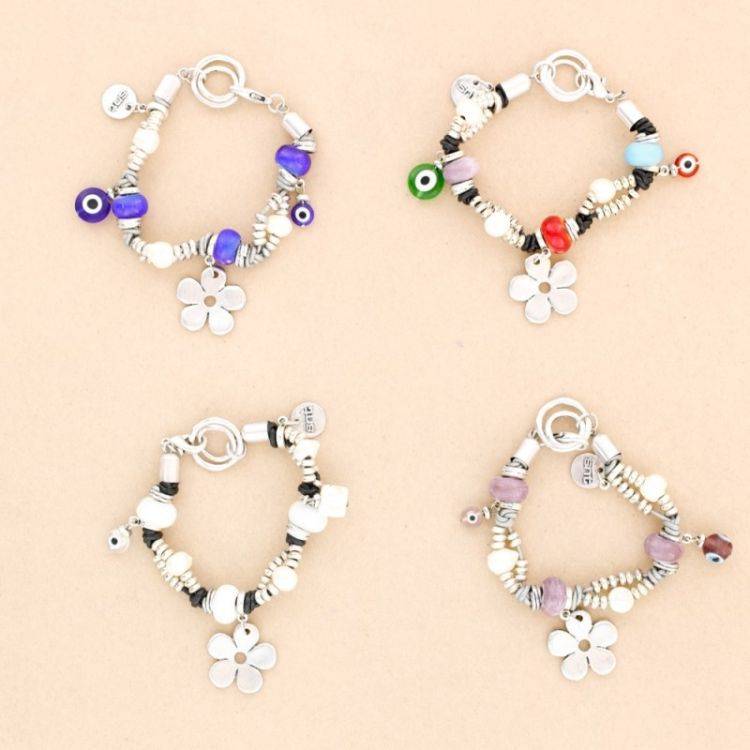 BEADS LEATHER METAL CRYSTAL BRACELET 2
