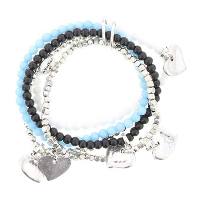 PULSERA 5 TIRAS CUENTAS METAL PIEDRAS