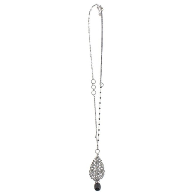 LONG NECKLACE METAL FILIGREE PENDANT