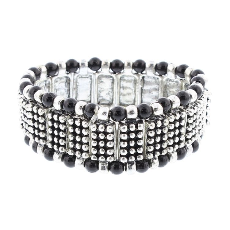 METAL BRACELET WITH RESIN BEADS