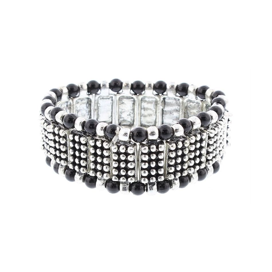PULSERA METAL CUENTAS RESINA