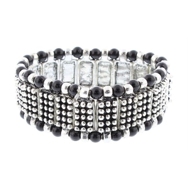 PULSERA METAL CUENTAS RESINA