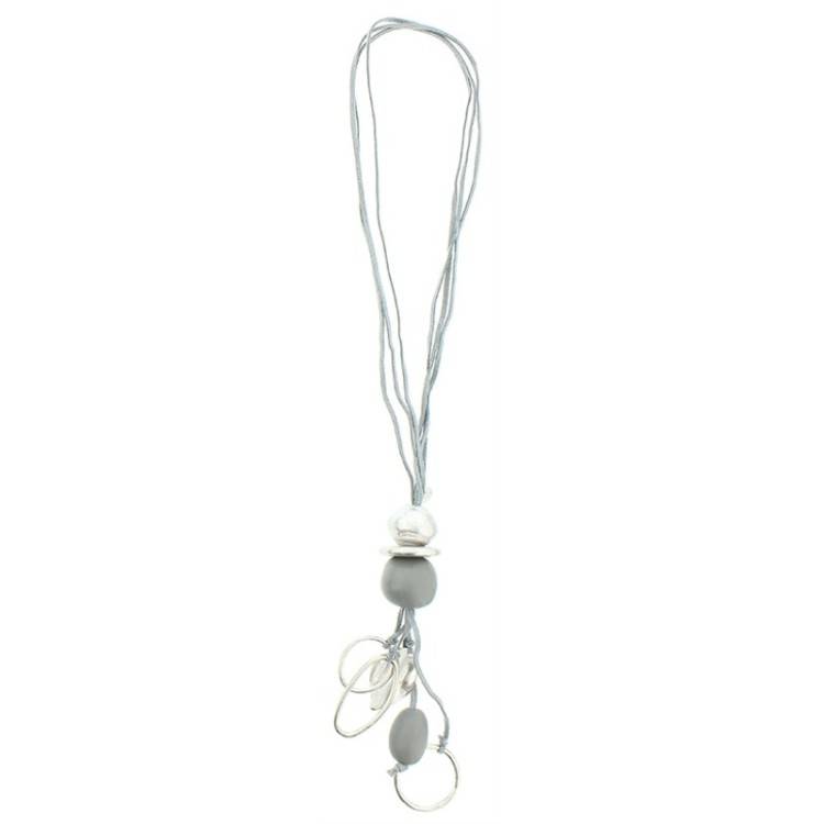 LONG SUEDE NECKLACE METAL RESIN BEADS 2