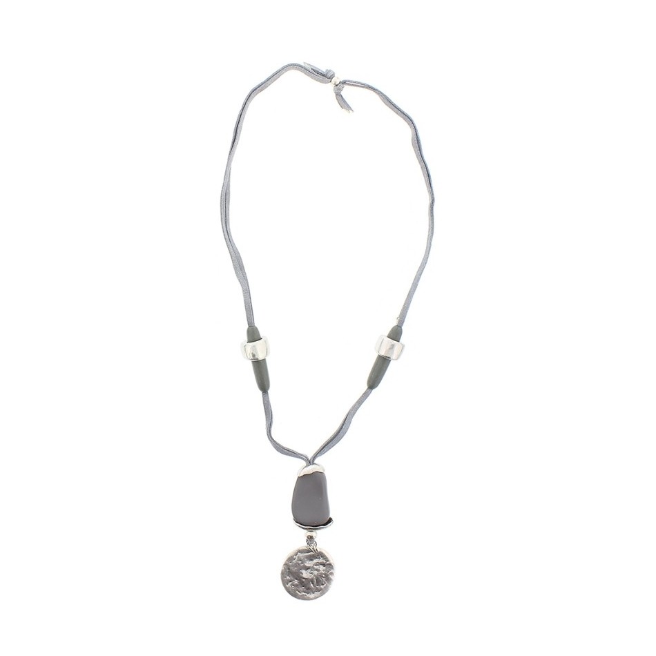 LONG NECKLACE METAL RESIN BEADS