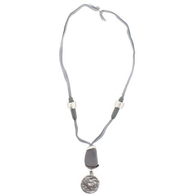 LONG NECKLACE METAL RESIN BEADS